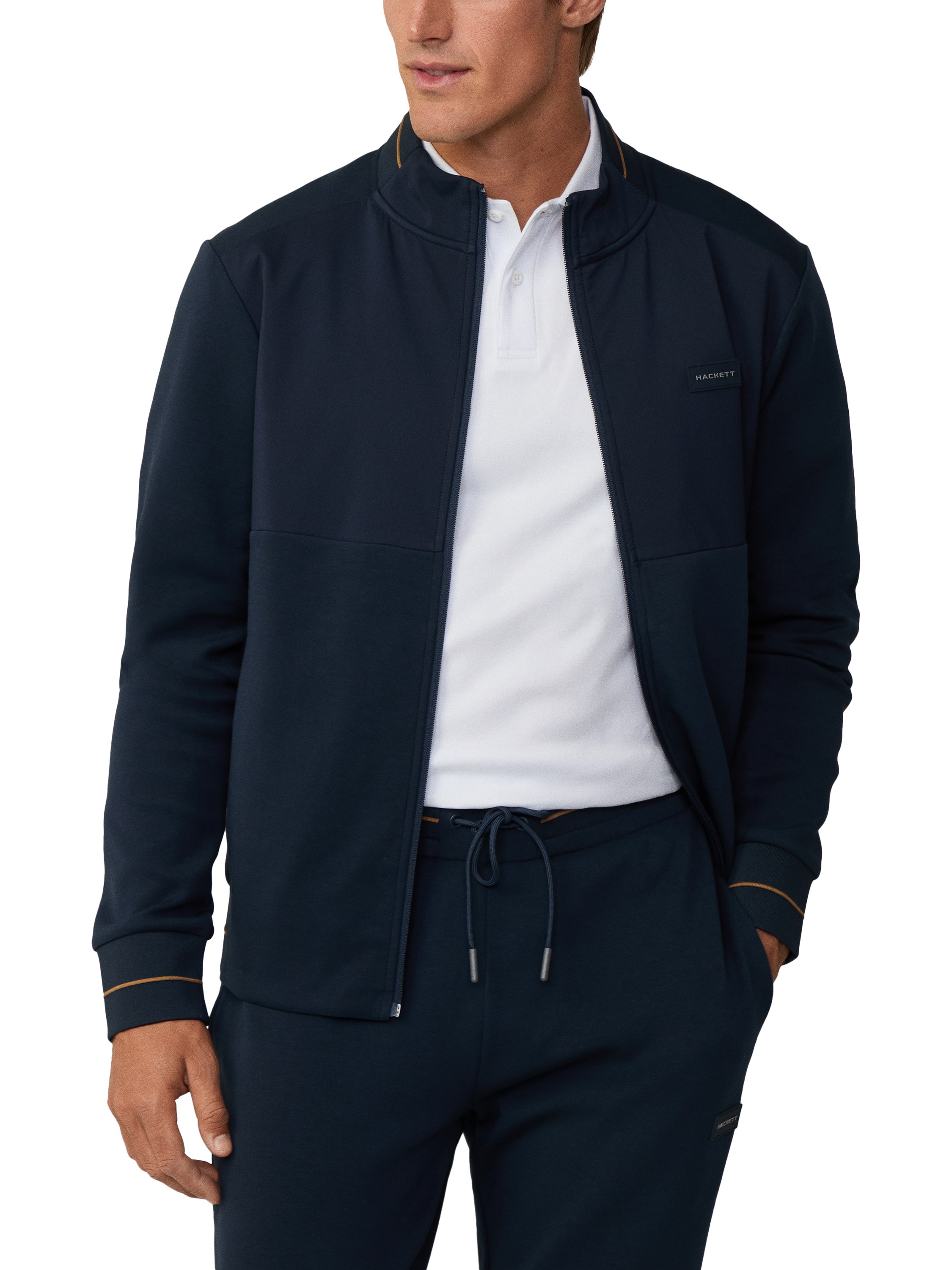 Product image 1 of 7, which shows Hackett London Resort Track Full Zip Sweatshirt, Navy, XXL