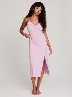 Pretty You London Bamboo Rich Frill Chemise, Blush, Blush