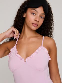 Pretty You London Bamboo Rich Frill Chemise, Blush - view 2, Blush
