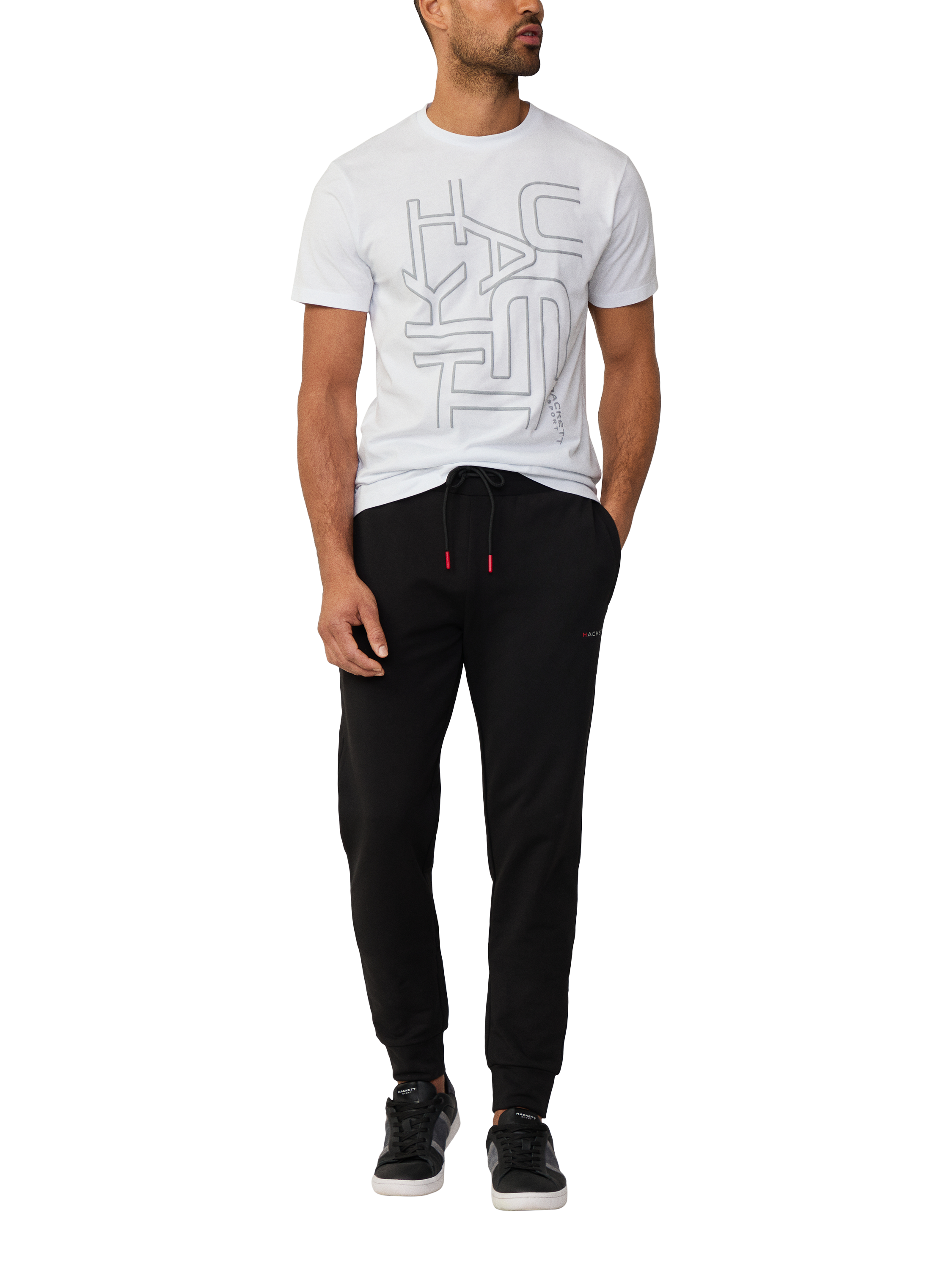 Product image 1 of 7, which shows Hackett London Classic Fit Branded Joggers, Black, XXL