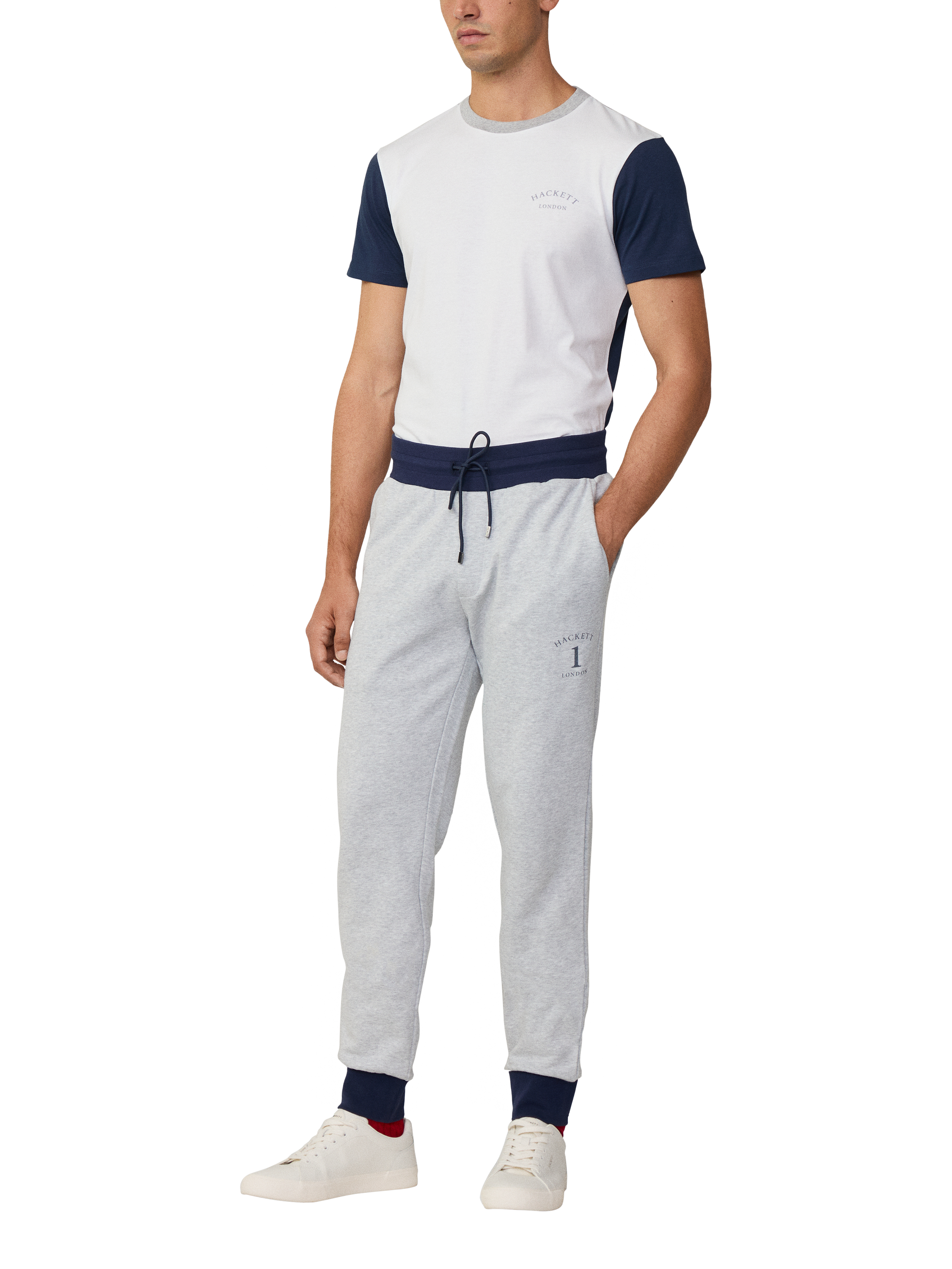 Product image 1 of 6, which shows Hackett London Heritage Jogging Bottoms, Light Grey Marl, XXL