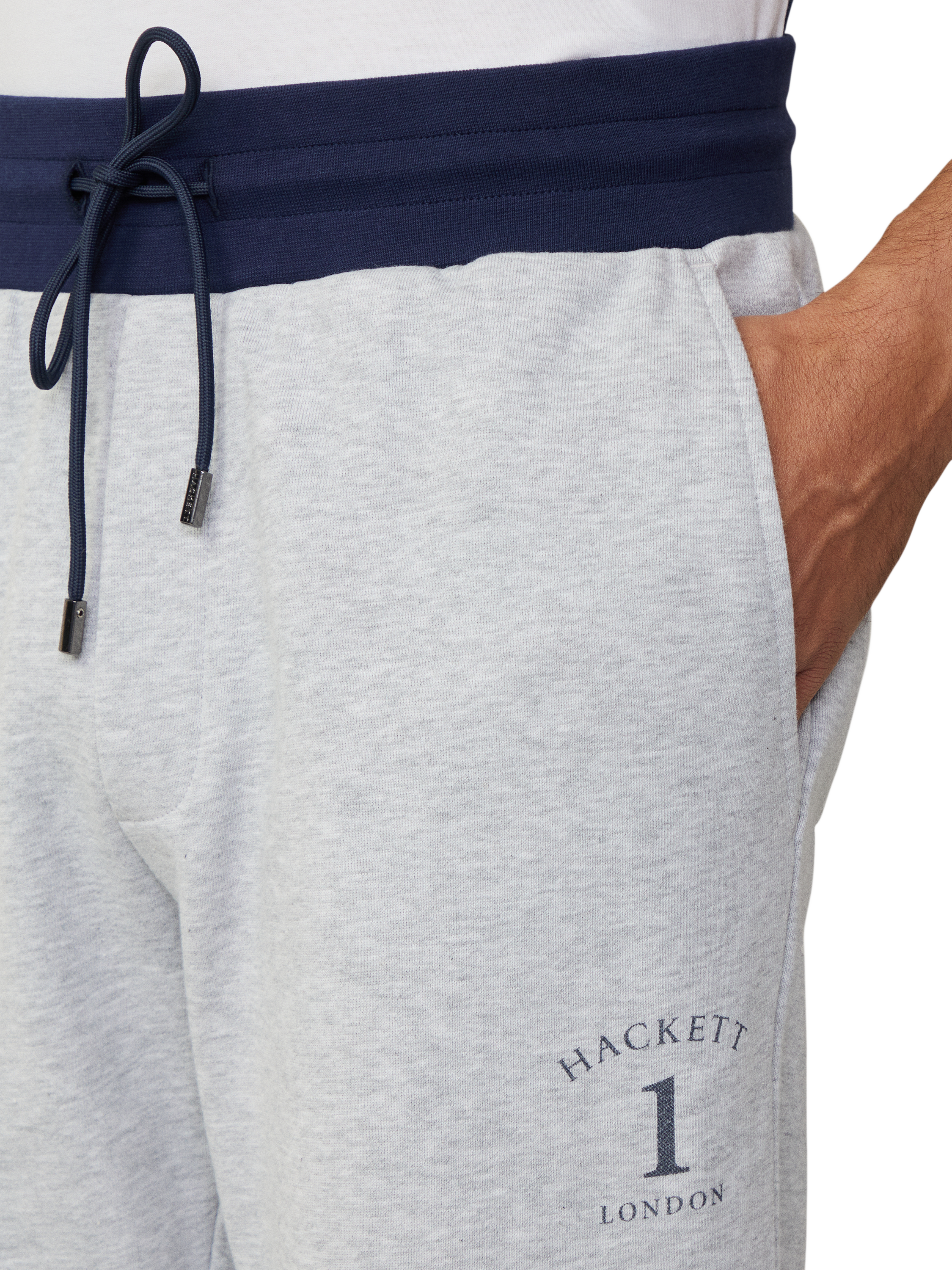 Product image 4 of 6, which shows Hackett London Heritage Jogging Bottoms, Light Grey Marl, XXL