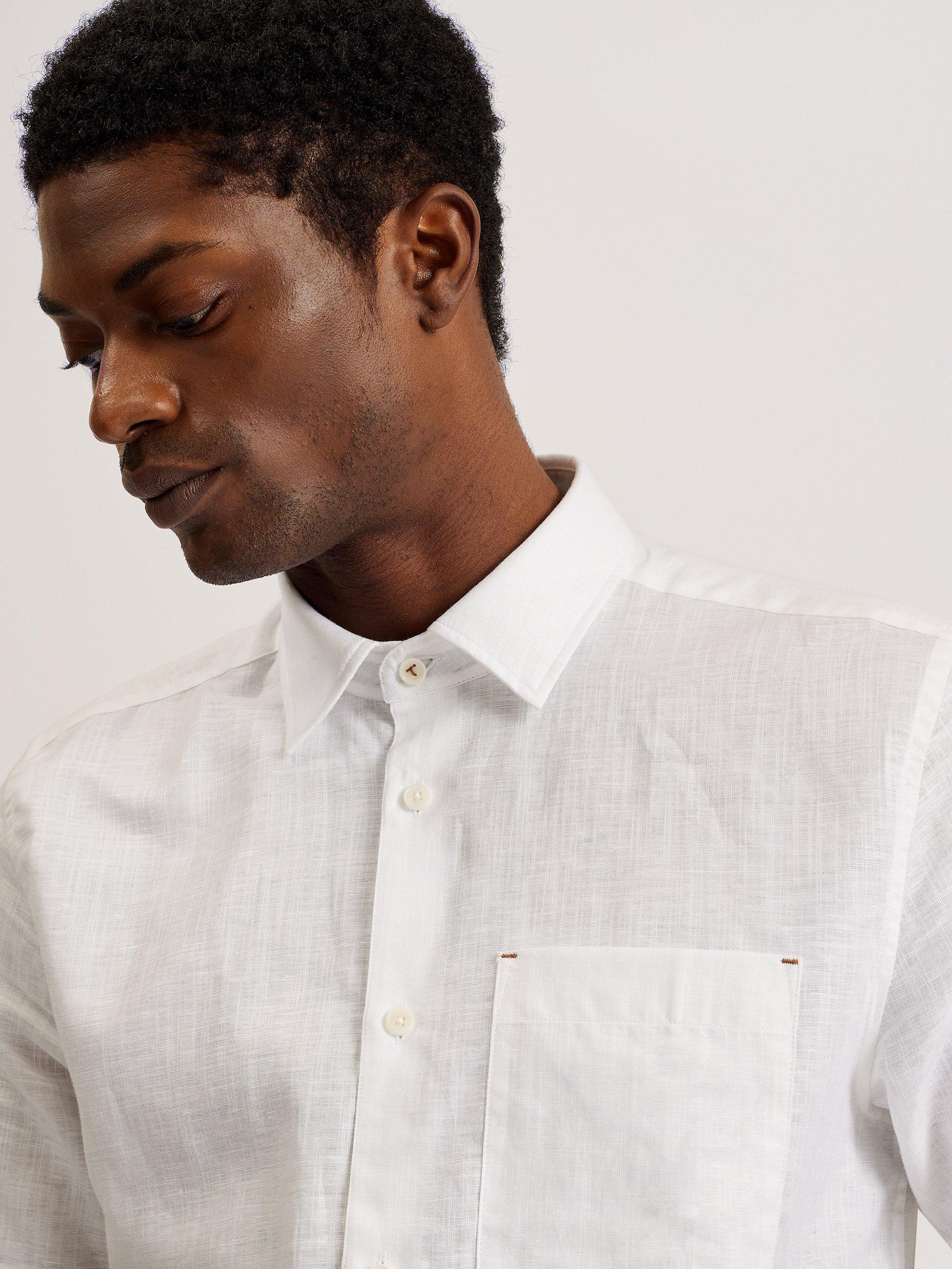 Product image 2 of 6, which shows Ted Baker Palomas Linen Blend Regular Fit Shirt, White, XL