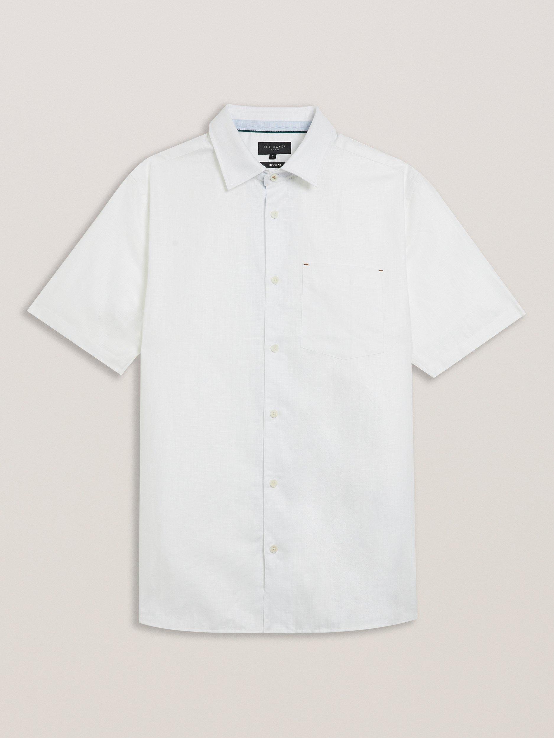 Product image 6 of 6, which shows Ted Baker Palomas Linen Blend Regular Fit Shirt, White, XL
