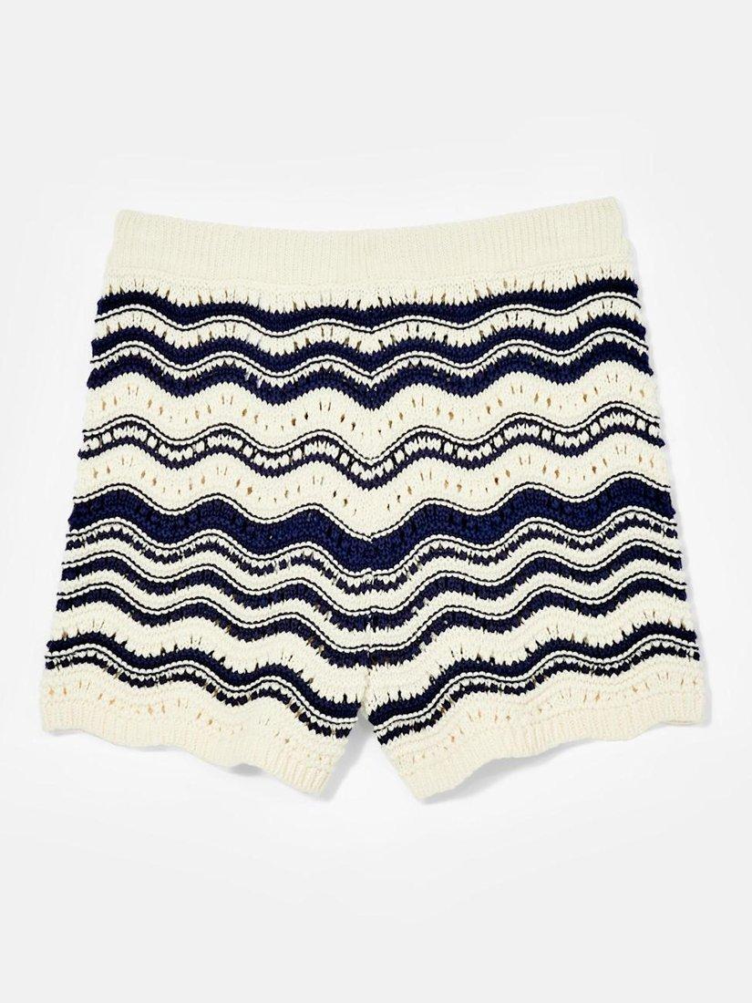 Product image 6 of 7, which shows Mint Velvet Wavy Stripe Knit Shorts, Ivory/Multi, L