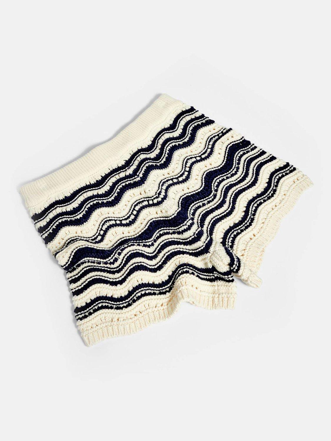 Product image 7 of 7, which shows Mint Velvet Wavy Stripe Knit Shorts, Ivory/Multi, L