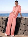 Mint Velvet Pure Linen Long Sleeve Shirt, Pink