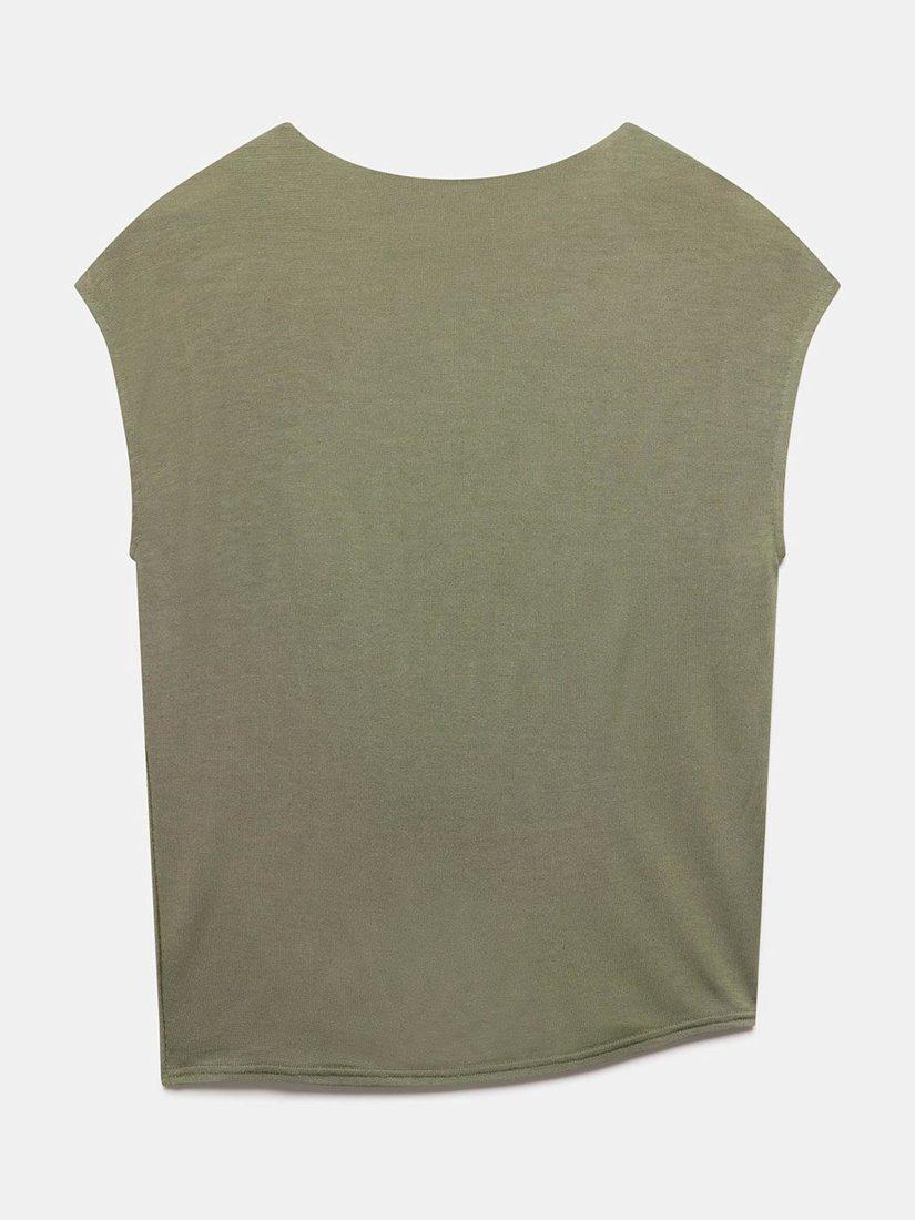 Product image 7 of 7, which shows Mint Velvet Ruched Shoulder Top, Khaki, L