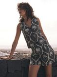 Mint Velvet Palm Print Tie Front Waistcoat, Khaki