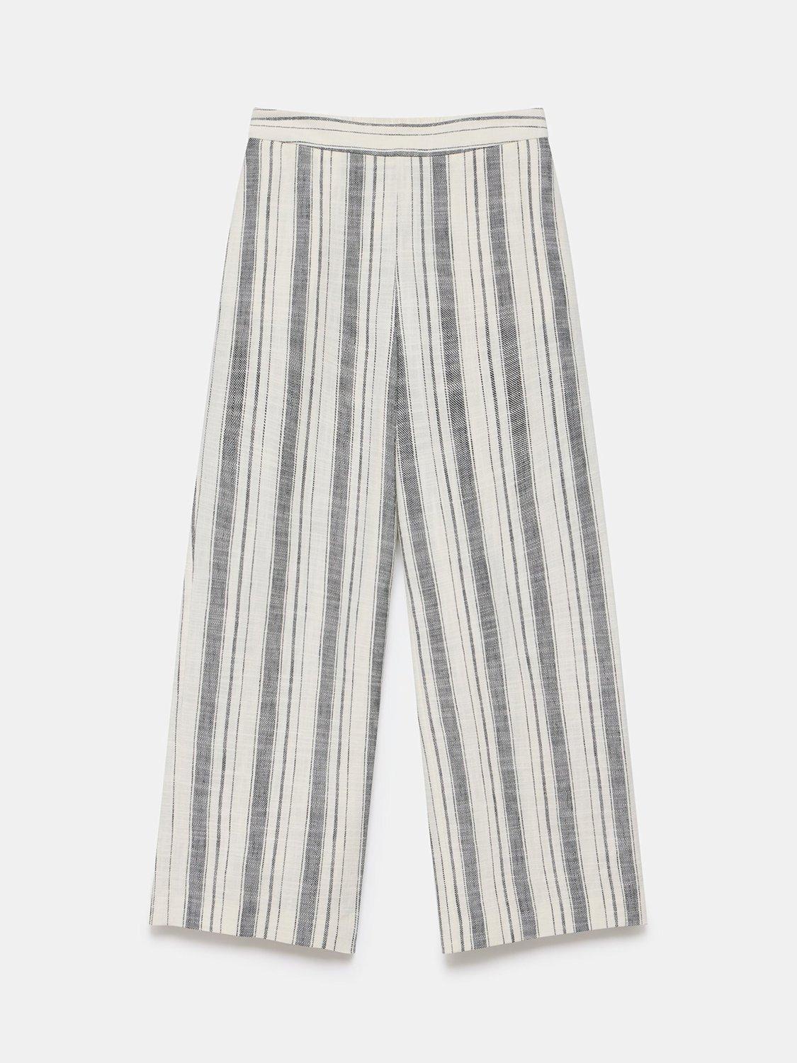 Product image 5 of 6, which shows Mint Velvet Stripe Wide Leg Trousers, Ivory, S