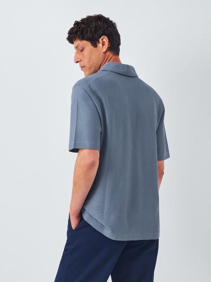 John Lewis Short Sleeve Supima Cotton Pique Polo Shirt - view 2, Flint Stone