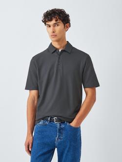 John Lewis Short Sleeve Supima Cotton Pique Polo Shirt, Asphalt