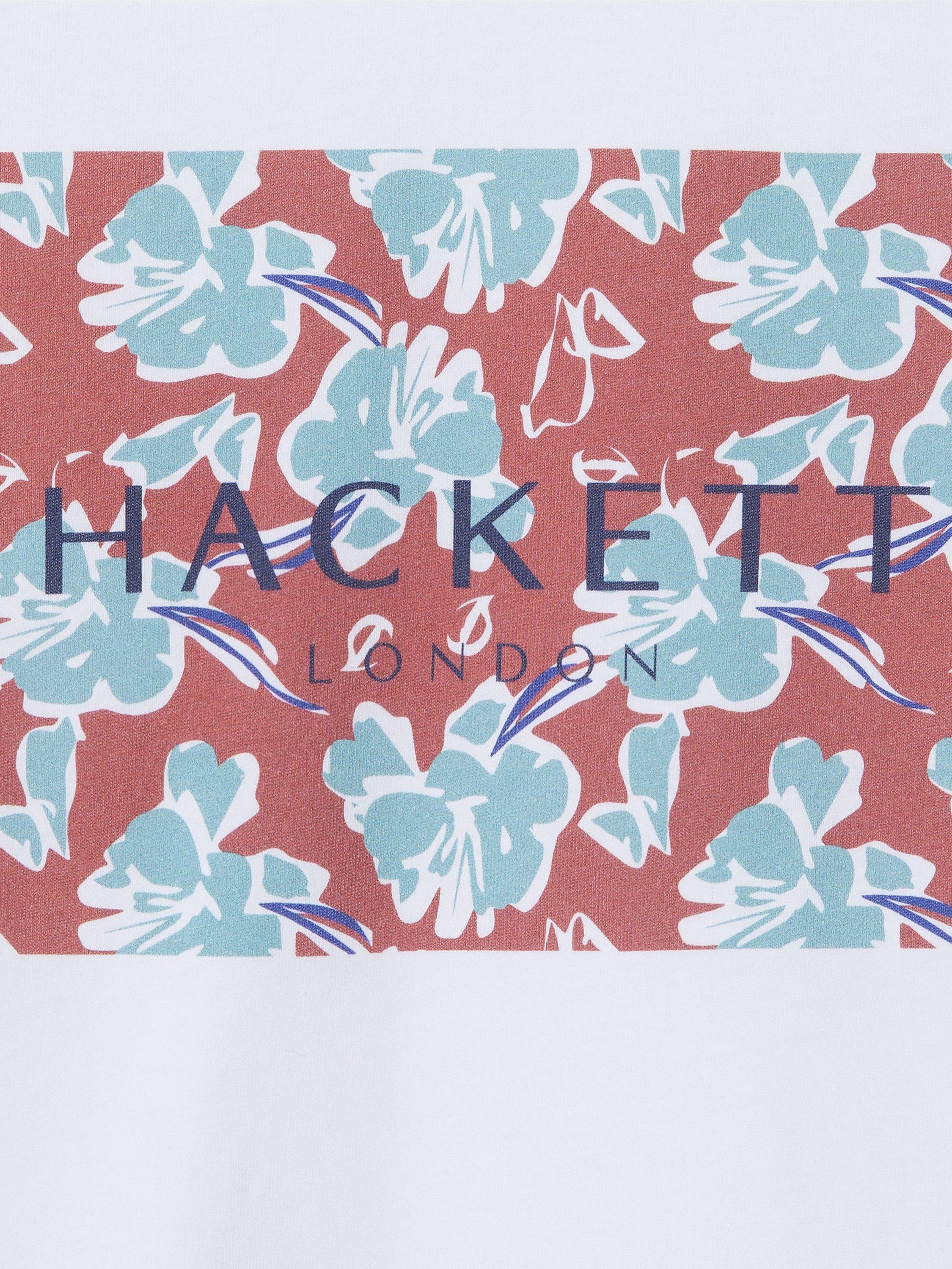 Product image 4 of 4, which shows Hackett London Kids' Cotton Floral Logo Print T-Shirt, Optic White, 15 years