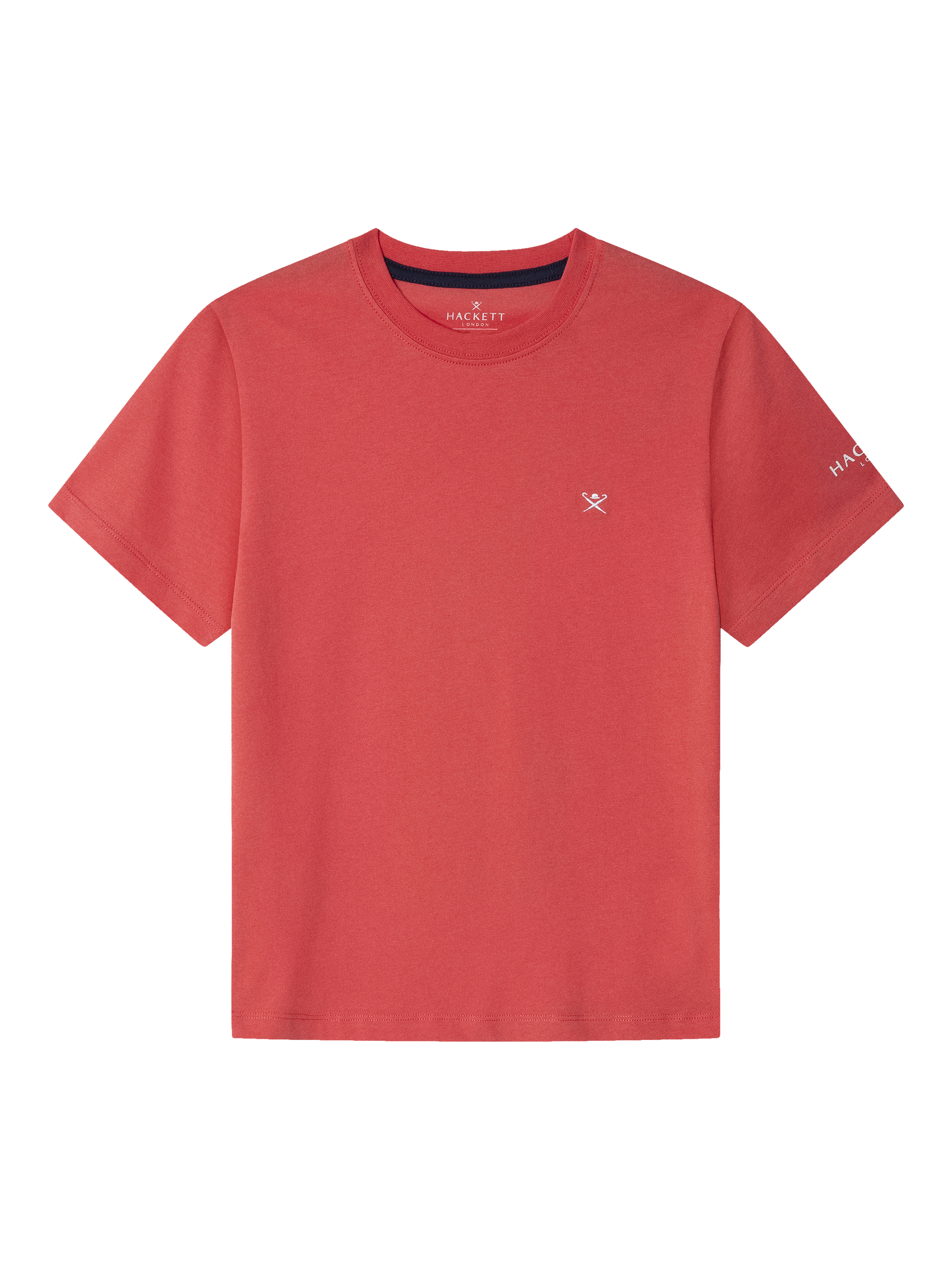 Product image 1 of 4, which shows Hackett London Kids' Cotton Logo T-Shirt, Coral Pink, 2 years