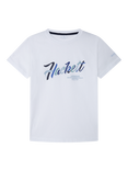 Hackett London Kids' Cotton Script Logo Slim Fit T-Shirt, Optic White