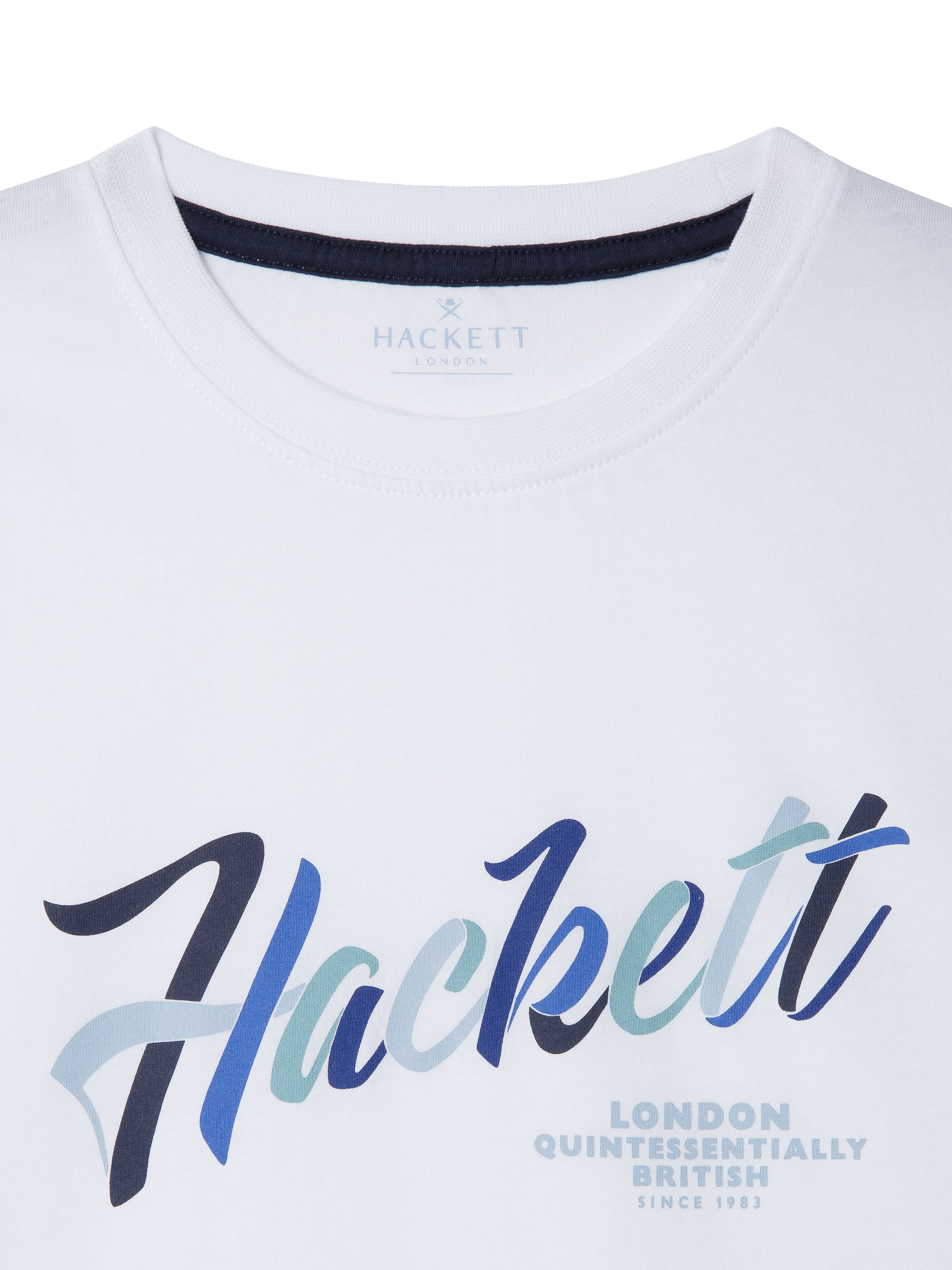 Product image 3 of 4, which shows Hackett London Kids' Cotton Script Logo Slim Fit T-Shirt, Optic White, 2 years