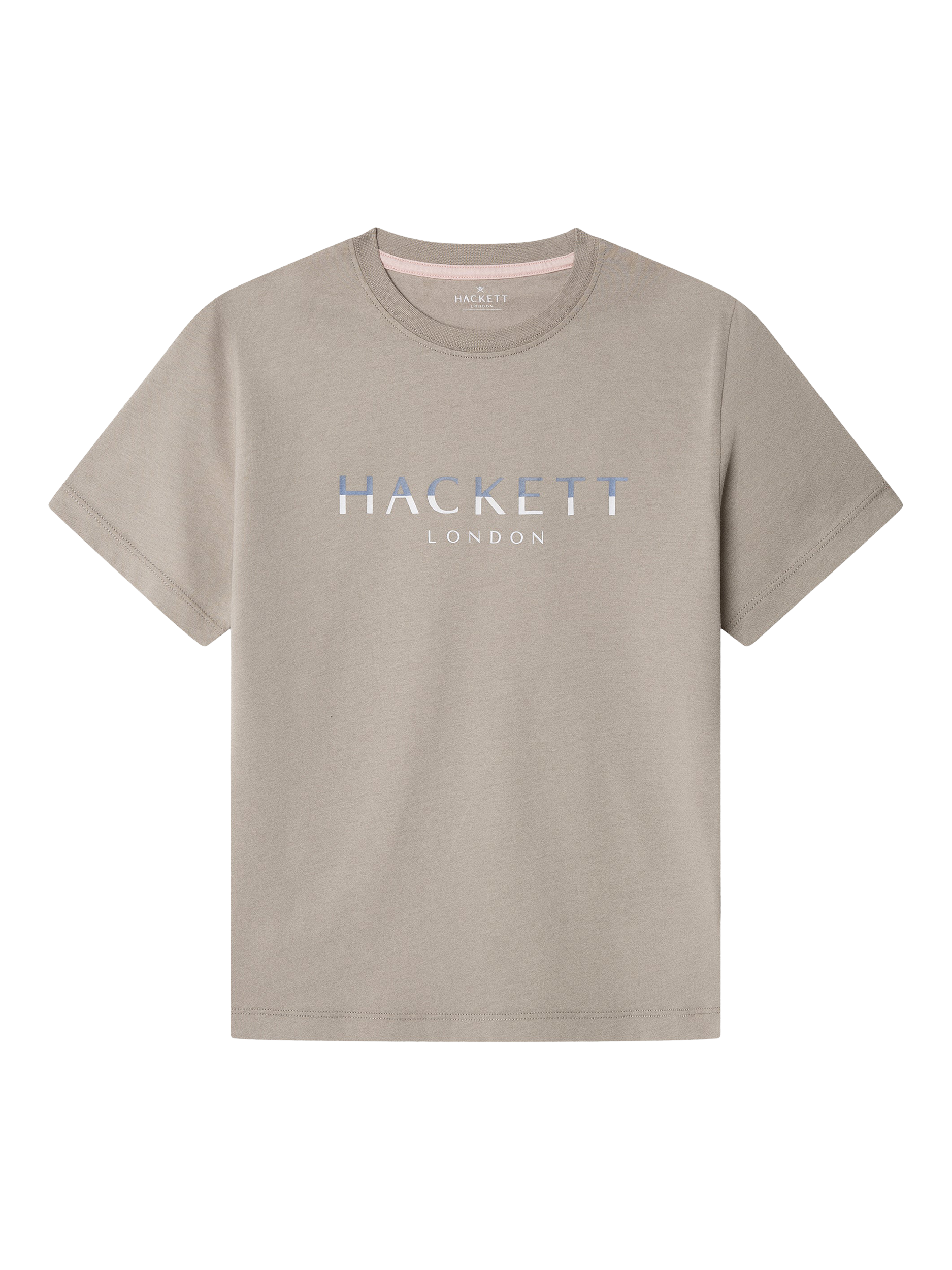 Product image 1 of 4, which shows Hackett London Kids' Cotton Logo Graphic T-Shirt, Pebble Beige, 2 years