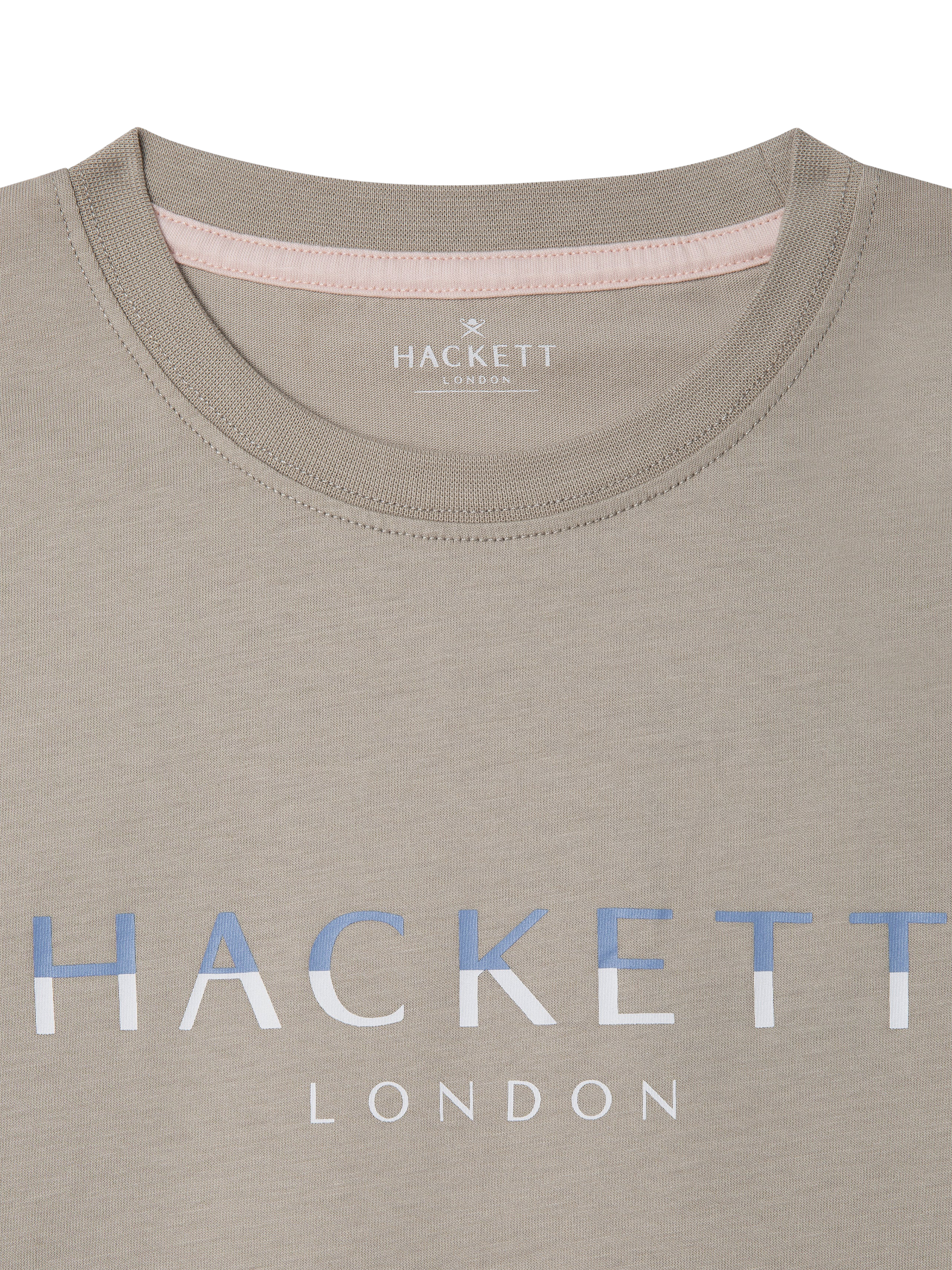 Product image 3 of 4, which shows Hackett London Kids' Cotton Logo Graphic T-Shirt, Pebble Beige, 2 years