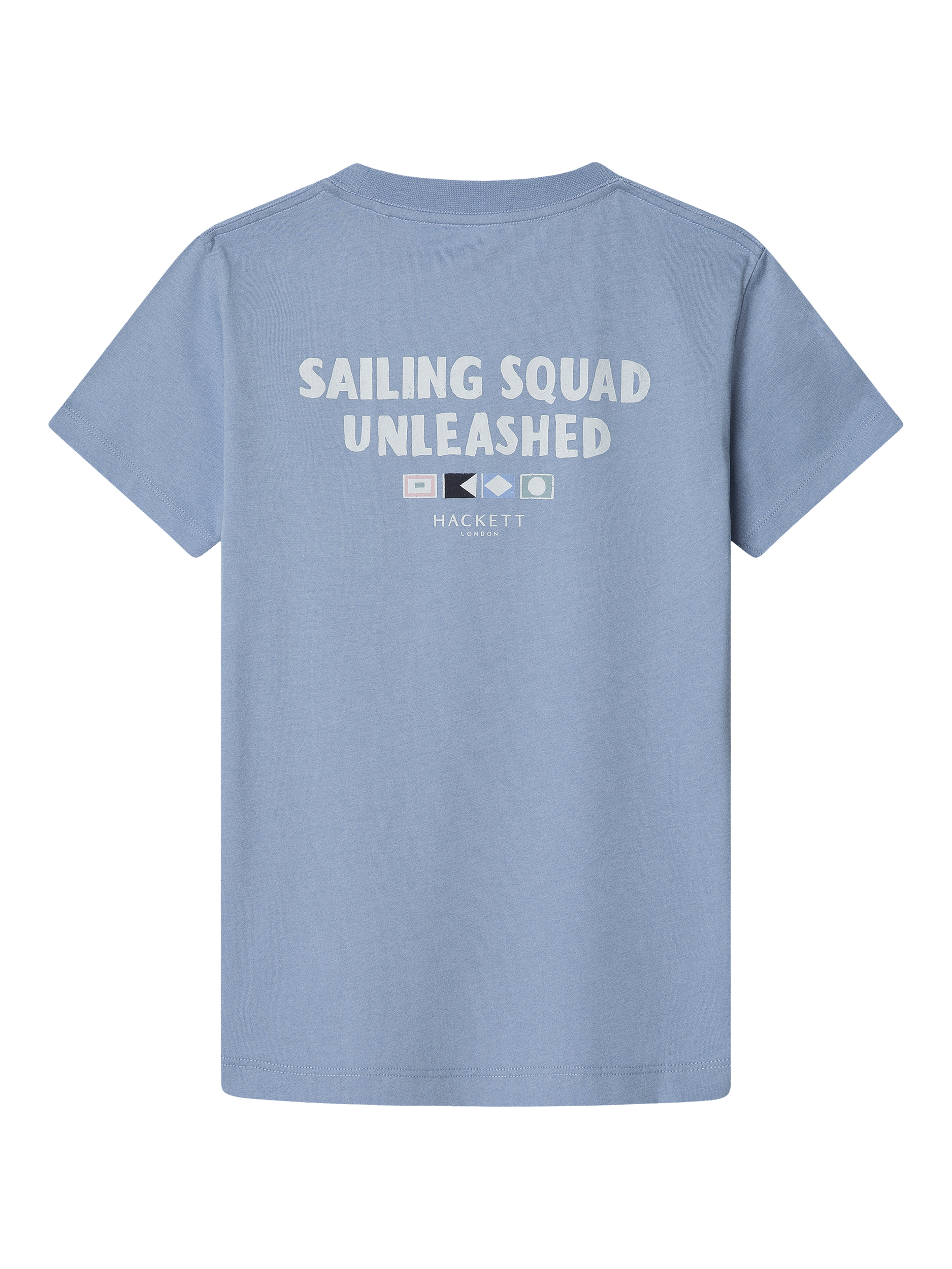 Product image 2 of 4, which shows Hackett London Kids' Cotton Flag Logo T-Shirt , Spa Blue, 15 years