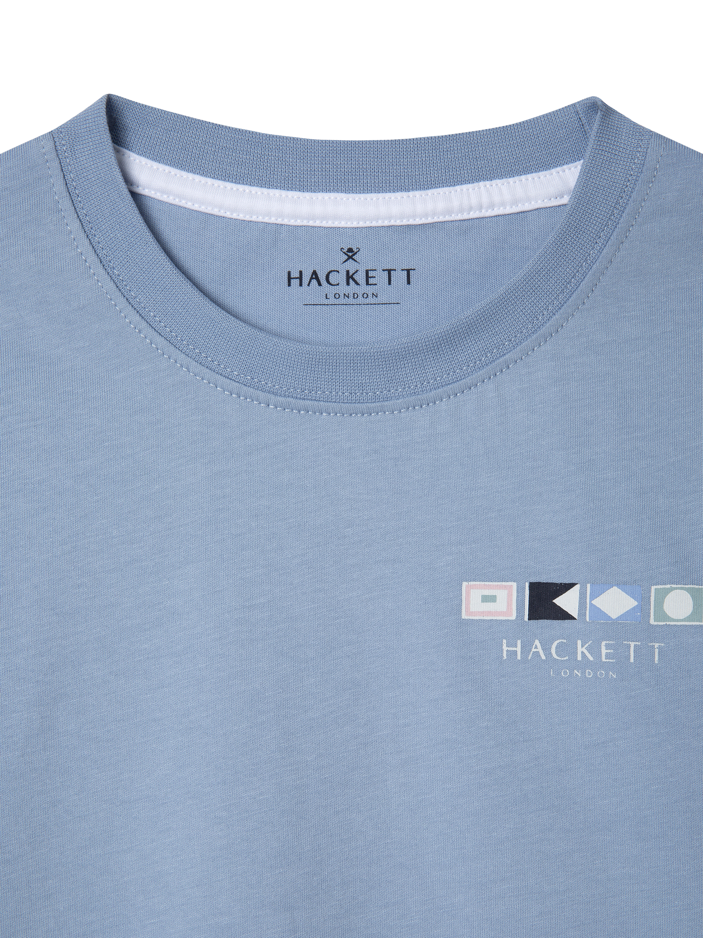 Product image 3 of 4, which shows Hackett London Kids' Cotton Flag Logo T-Shirt , Spa Blue, 15 years