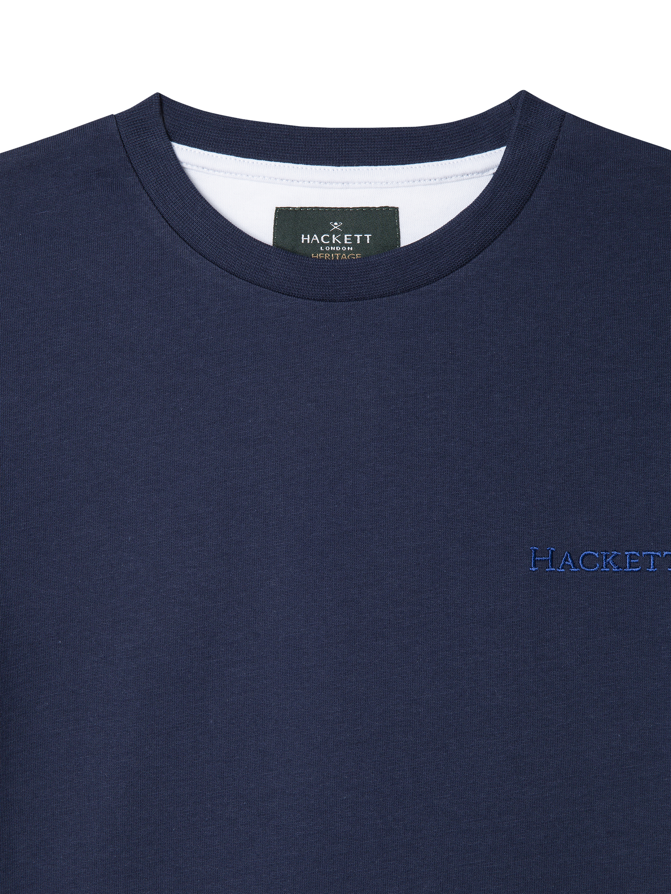Product image 3 of 4, which shows Hackett London Kids' Heritage Cotton Colour Block T-Shirt, Ink Blue, 2 years
