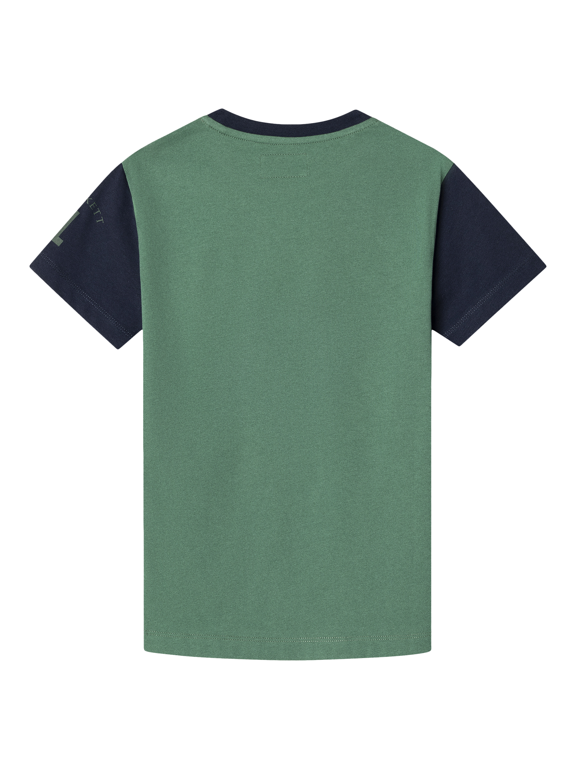 Product image 2 of 3, which shows Hackett London Kids' Heritage Cotton Colour Block T-Shirt, Grass Green, 15 years