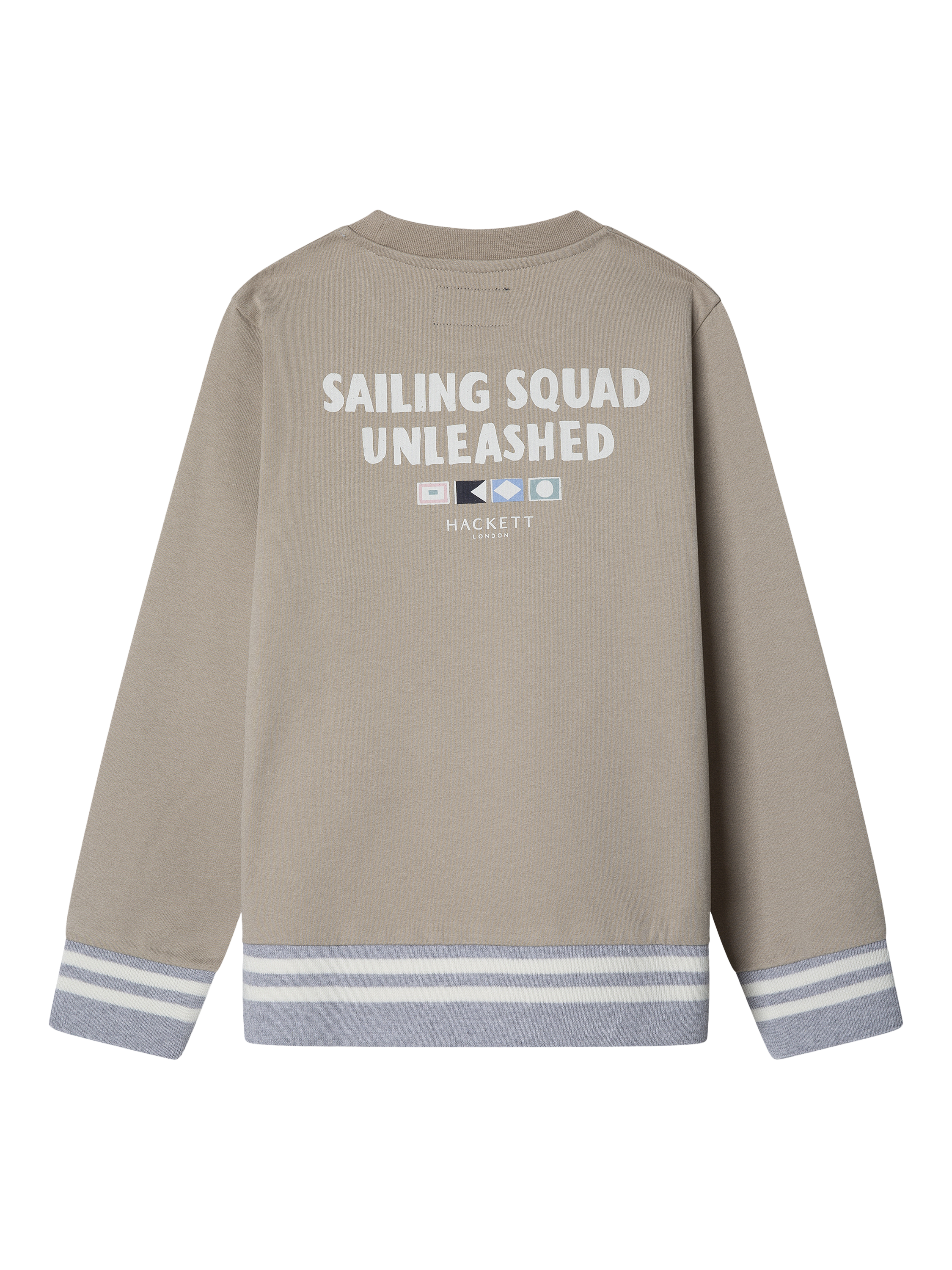 Product image 2 of 4, which shows Hackett London Kids' Sailing Squad Crew-Neck Sweatshirt, Pebble Beige, 15 years