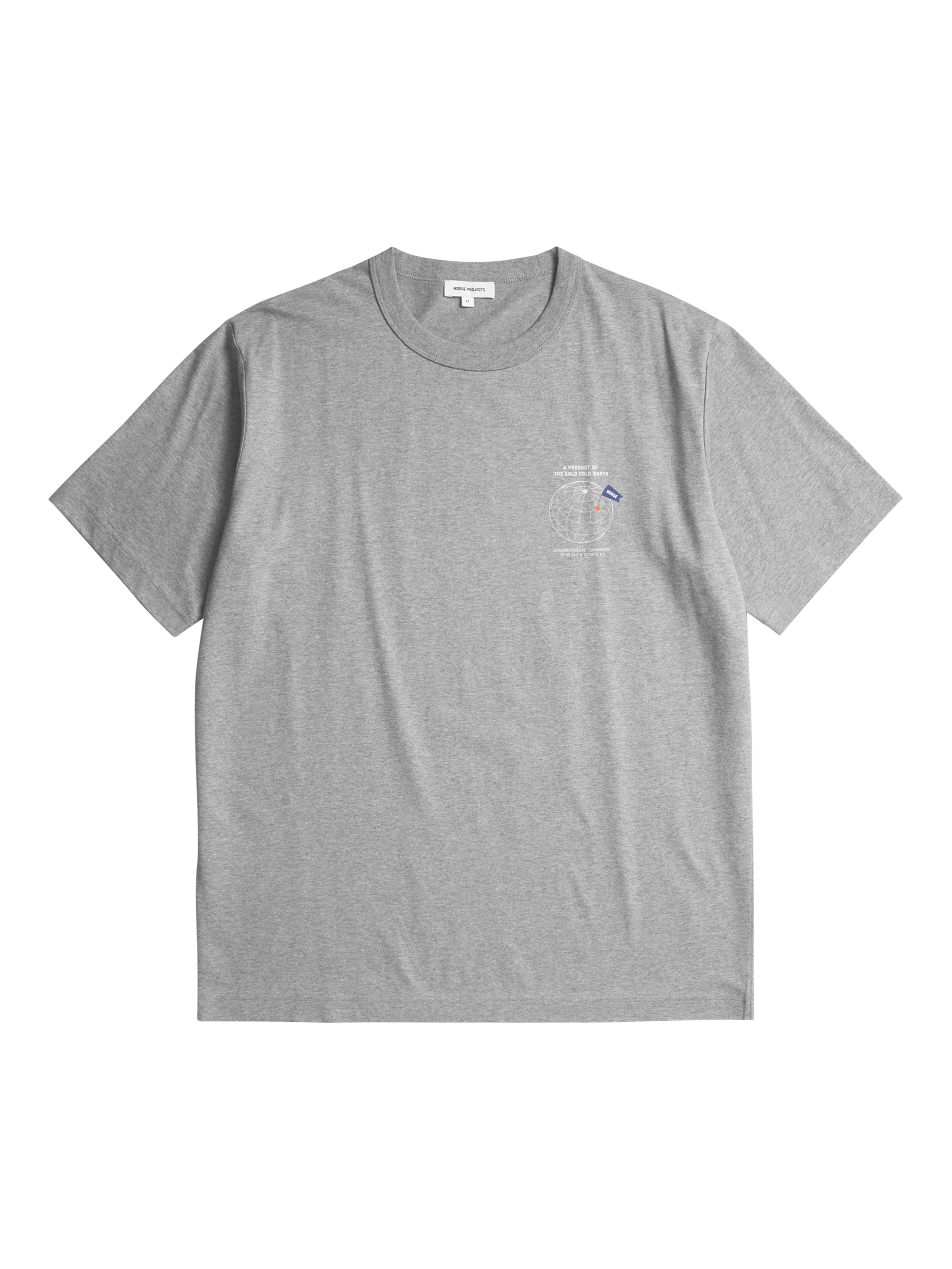 Product image 1 of 3, which shows Norse Projects Holger Cotton Regular Fit Short Sleeve T-Shirt, Grey Melange, S