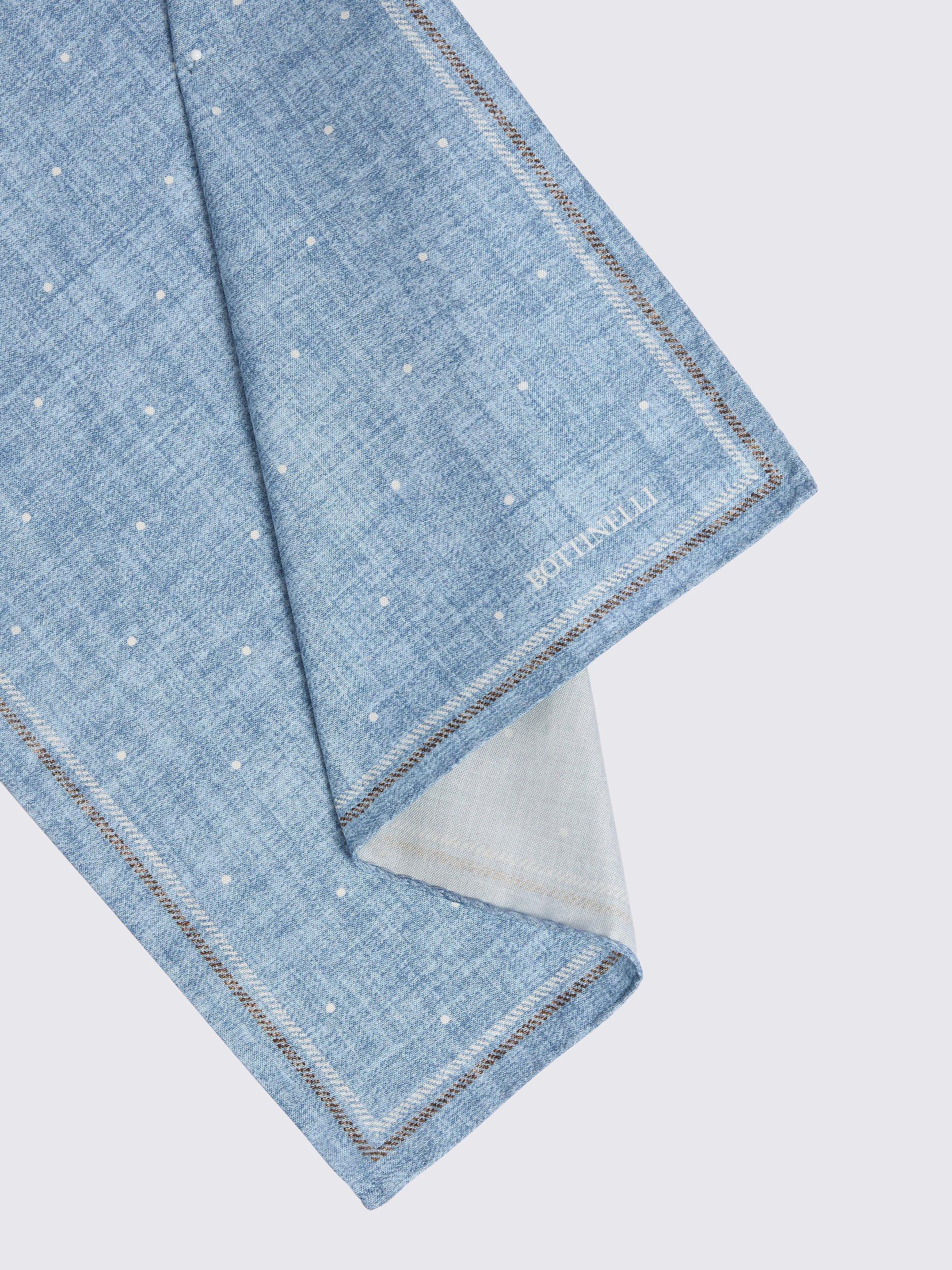 Product image 2 of 3, which shows Moss X Bottinelli Silk Dot Pocket Square, Blue