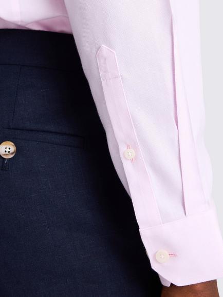 Moss Slim Fit Cotton Royal Oxford Non-Iron Shirt - view 2, Pink