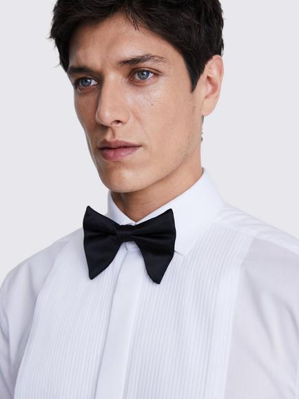 Moss Regular Fit Cotton Pleated Dress Shirt, White - view 2, White
