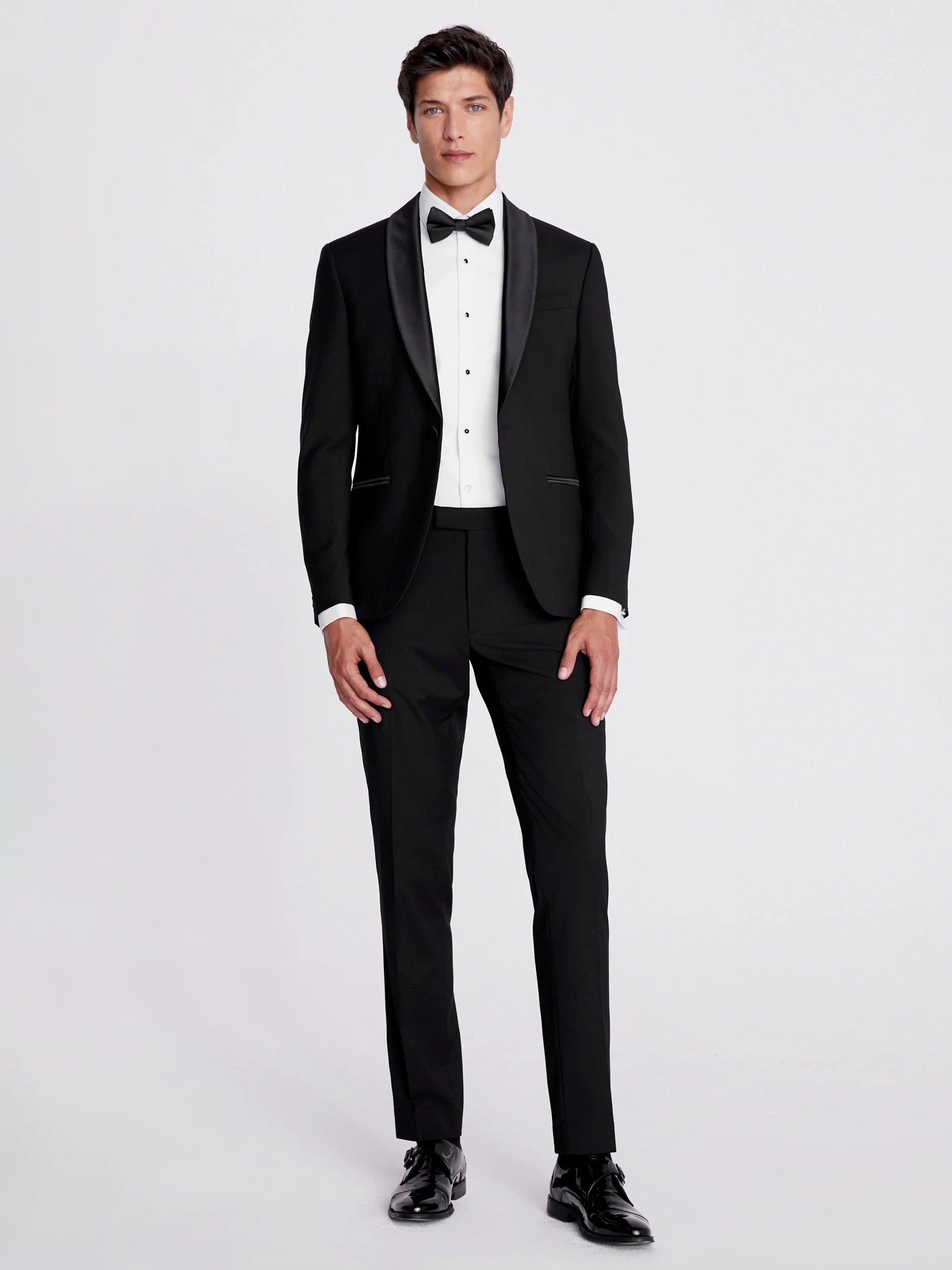 Product image 2 of 5, which shows Moss Slim Fit Shawl Lapel Tuxedo Jacket, Black, 38S