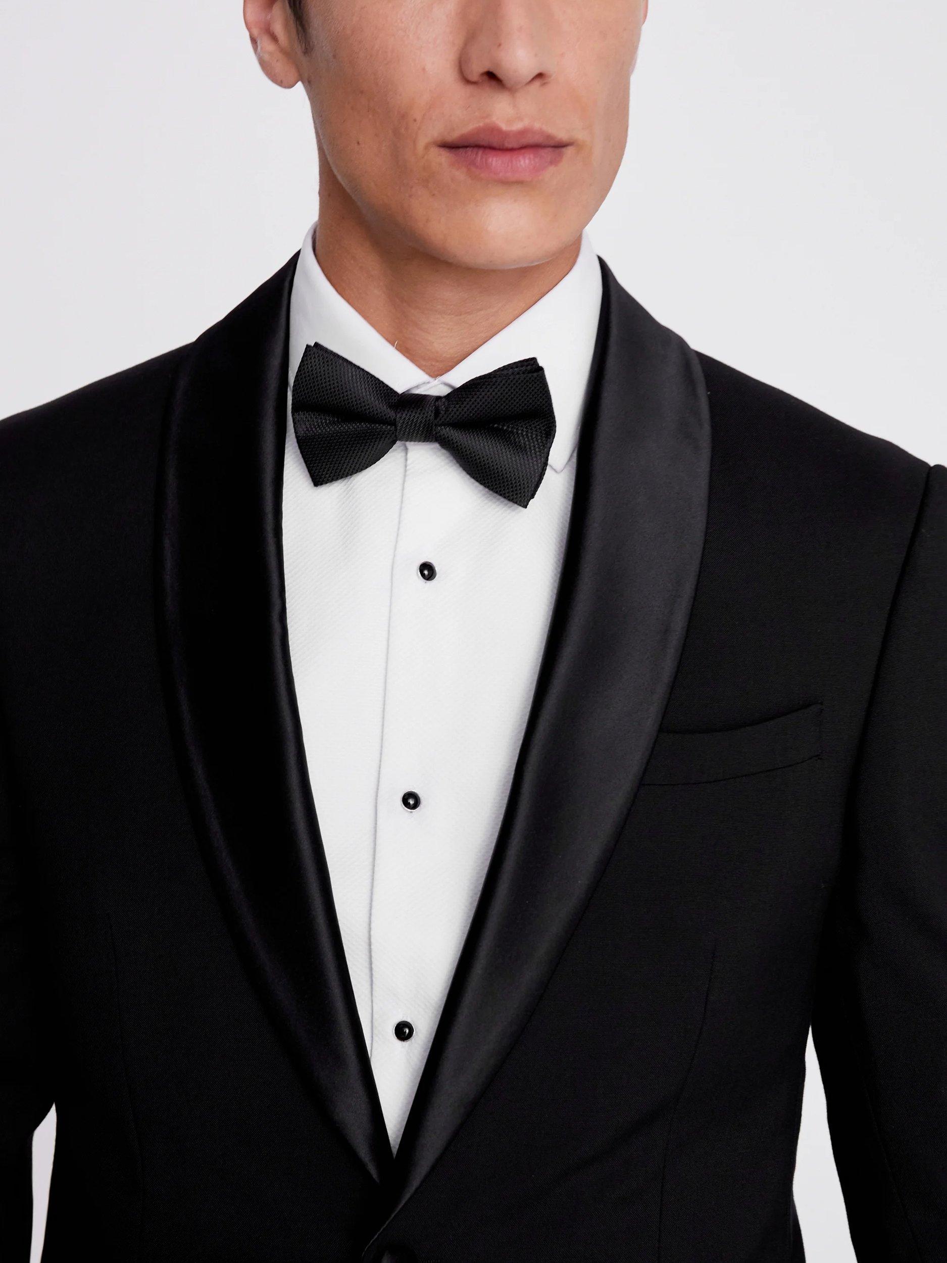 Product image 4 of 5, which shows Moss Slim Fit Shawl Lapel Tuxedo Jacket, Black, 38S