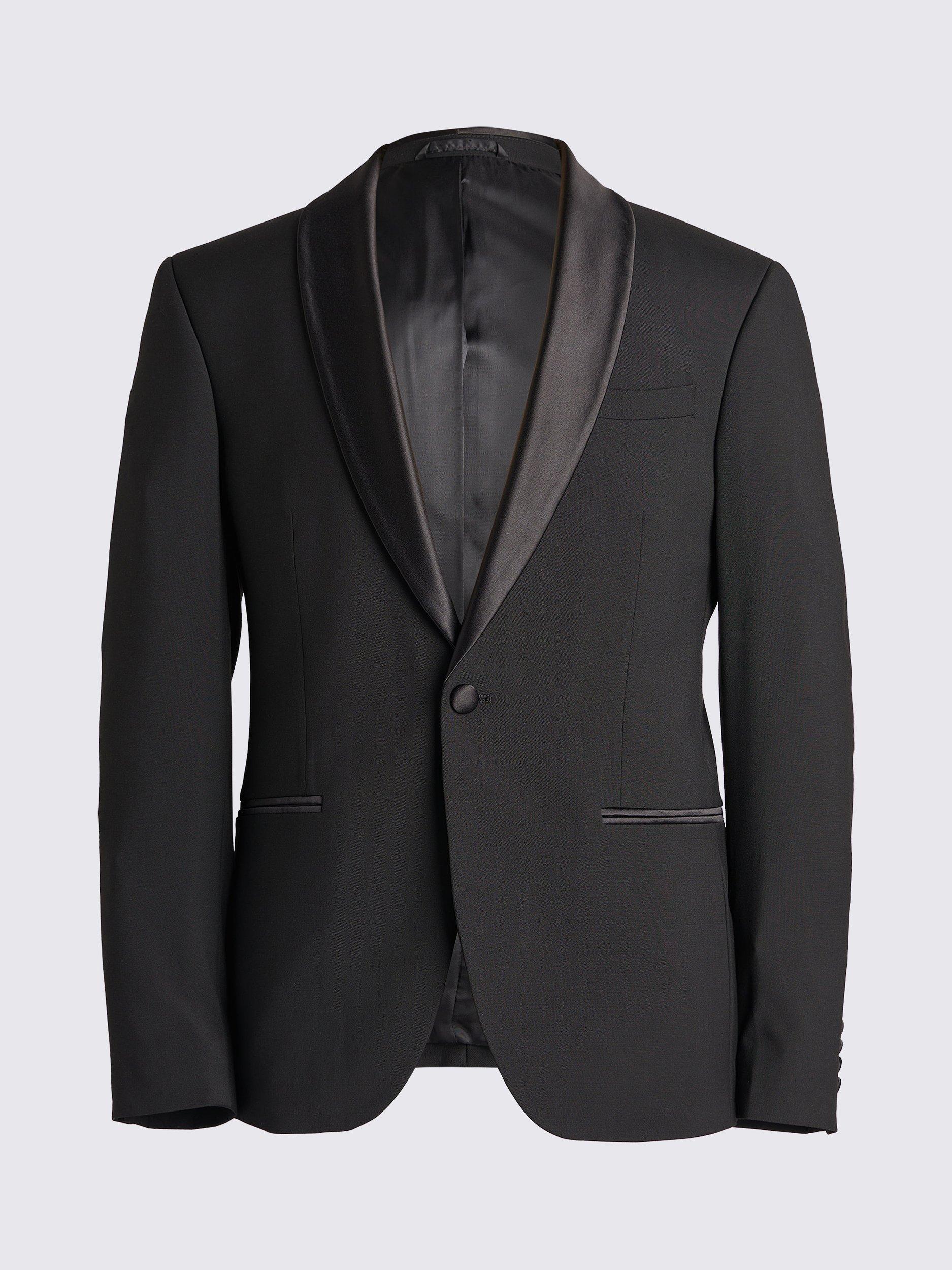 Product image 5 of 5, which shows Moss Slim Fit Shawl Lapel Tuxedo Jacket, Black, 38S