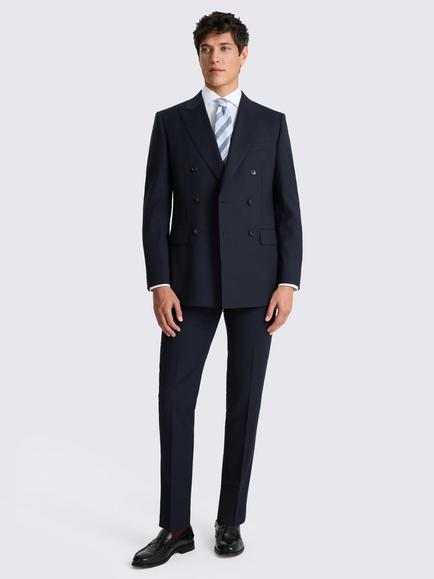 Moss Tailored Fit Wool Blend Performance Double Breasted Suit Jacket - view 2, Navy