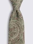 Moss X Bottinelli Paisley Print Silk Tie, Mid Green