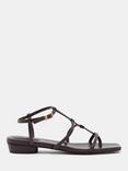 HUSH Leather Strappy Low Heel Sandals, Burgundy