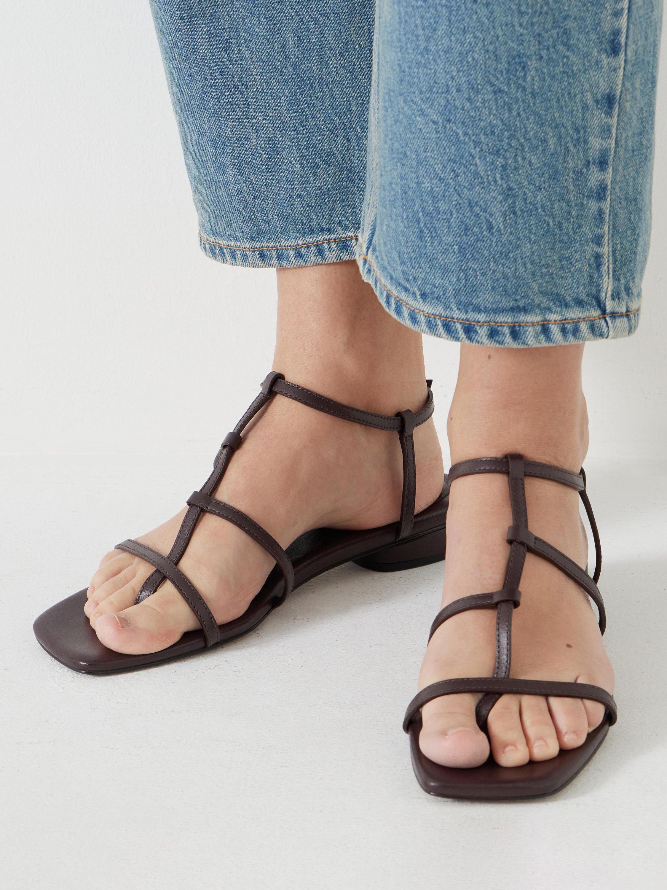 Product image 2 of 5, which shows HUSH Leather Strappy Low Heel Sandals, Burgundy, 3