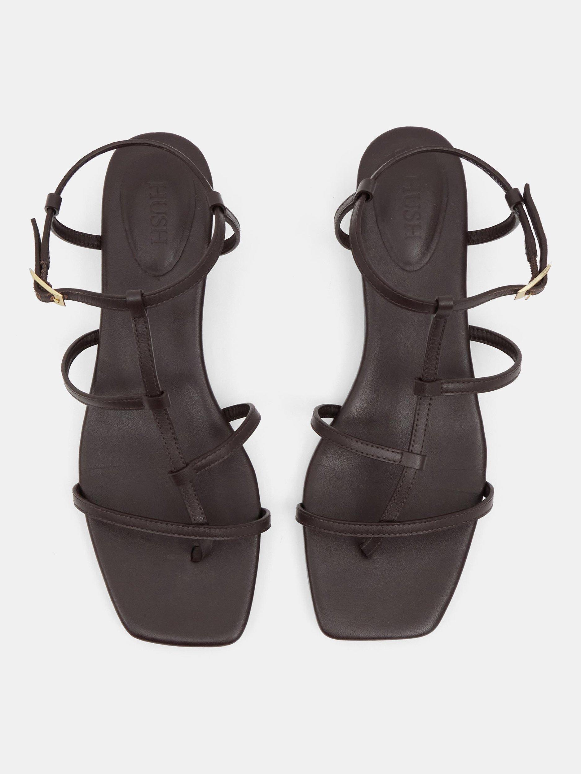 Product image 4 of 5, which shows HUSH Leather Strappy Low Heel Sandals, Burgundy, 3