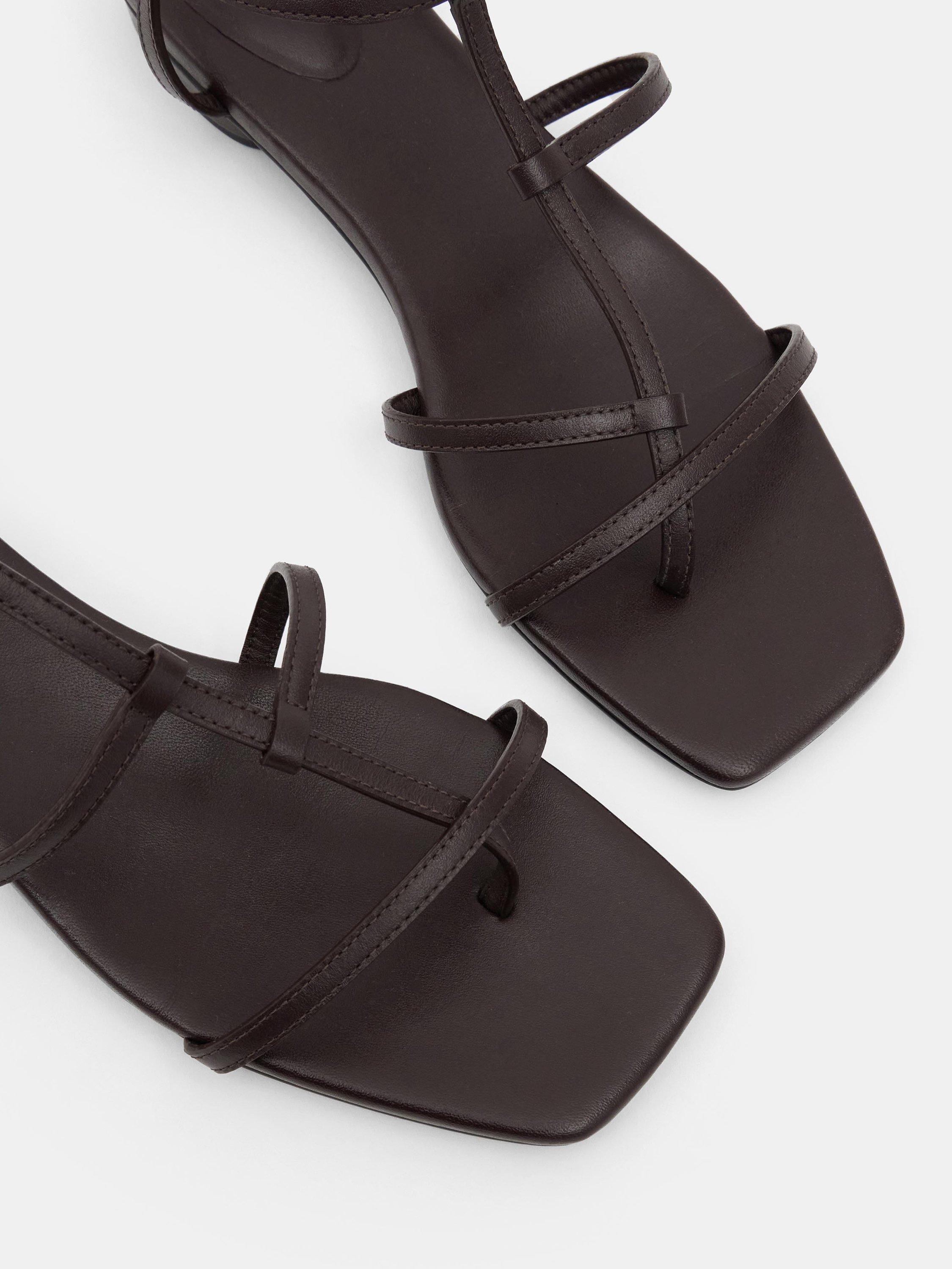 Product image 5 of 5, which shows HUSH Leather Strappy Low Heel Sandals, Burgundy, 3