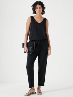 HUSH Jersey Cropped Jumpsuit, Black
