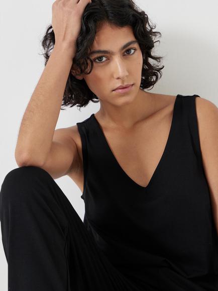 HUSH Jersey Cropped Jumpsuit - view 2, Black