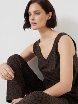 HUSH Leopard Print Jersey Cropped Jumpsuit, Brown/Multi - view 2, Brown/Multi