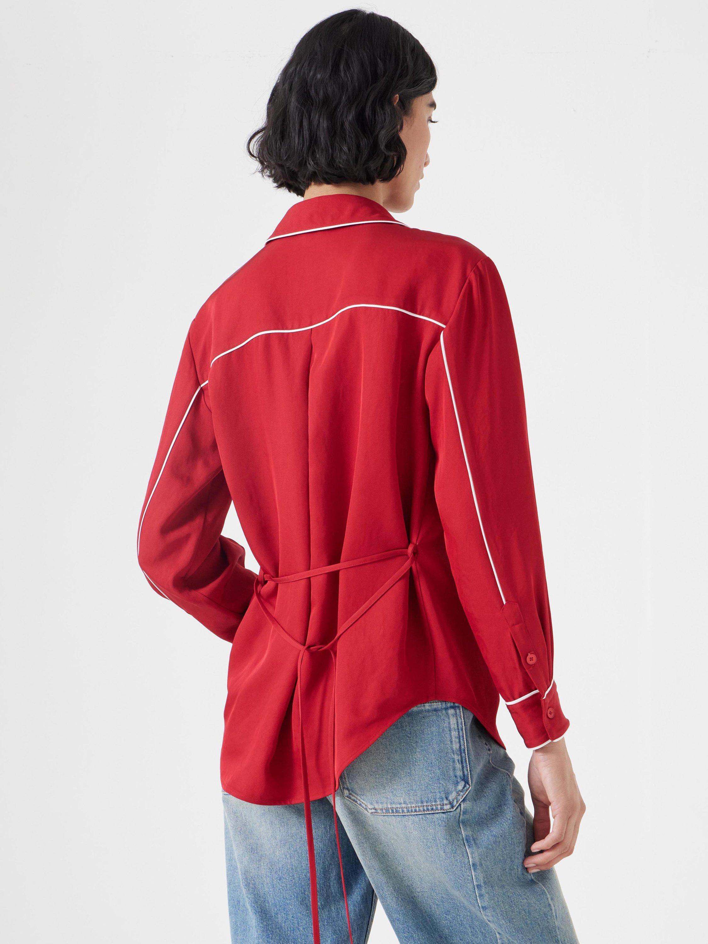 Product image 4 of 5, which shows HUSH Kinsey Piping Detail Long Sleeve Shirt, Red, 10