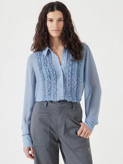 HUSH Chiffon Ruffle Blouse, Light Blue