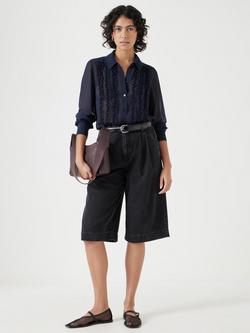 HUSH Chiffon Ruffle Blouse - view 2, Navy Blue