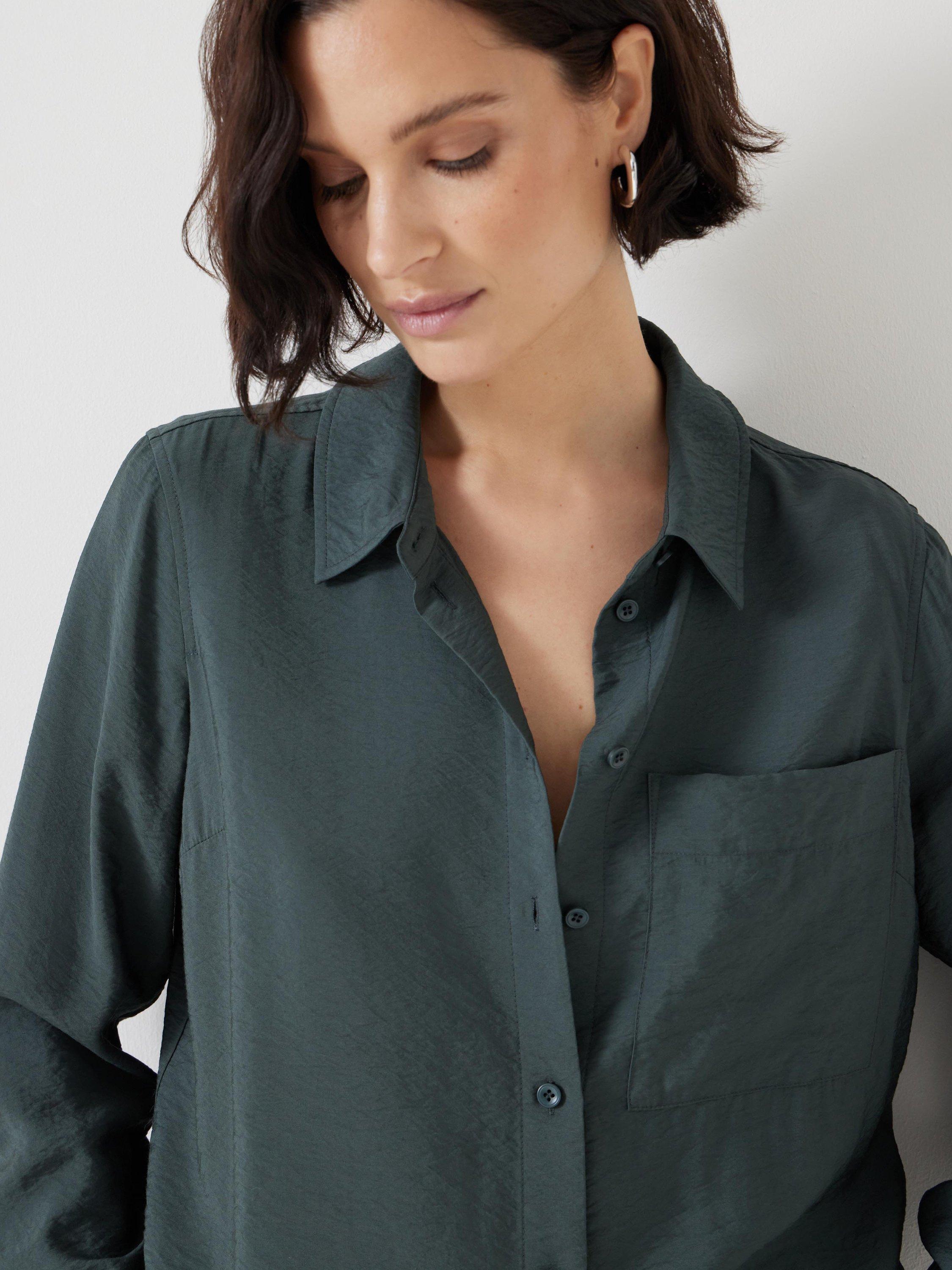 Product image 5 of 5, which shows HUSH Relaxed Long Sleeve Shirt, Washed Dark Green, 4