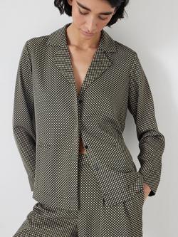 HUSH Revere Collar Geometric Shirt, Green/Multi - view 2, Green/Multi