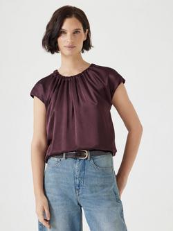 HUSH Satin Drape Top, Fudge Brown