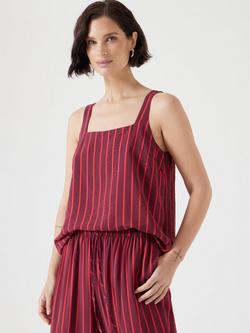 HUSH Stripe Square Neck Tank Top, Red/Maroon, Red/Maroon